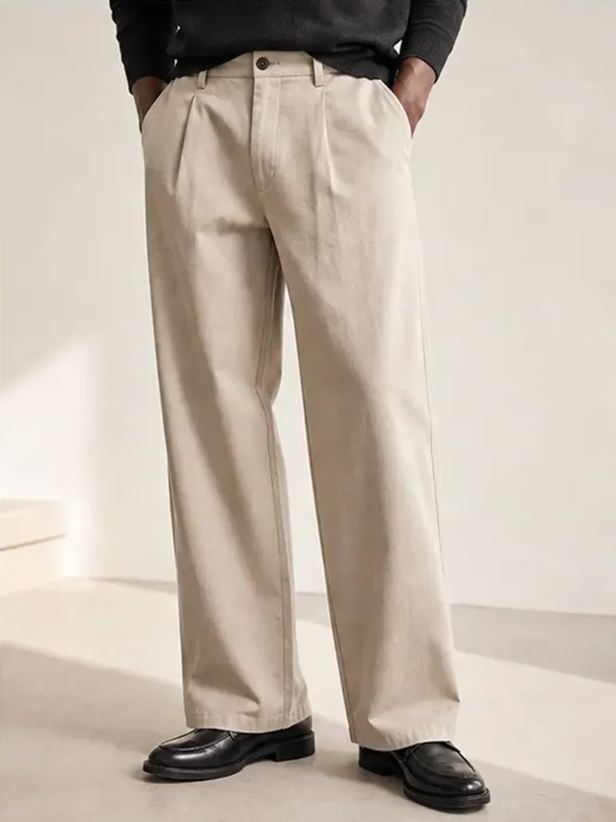 Stone wide-leg trouser on model